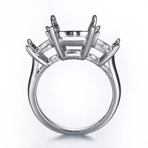 5.62-9.52Ct Three Stone Emerald Asscher White Sapphire Ring - Picture 11 of 15